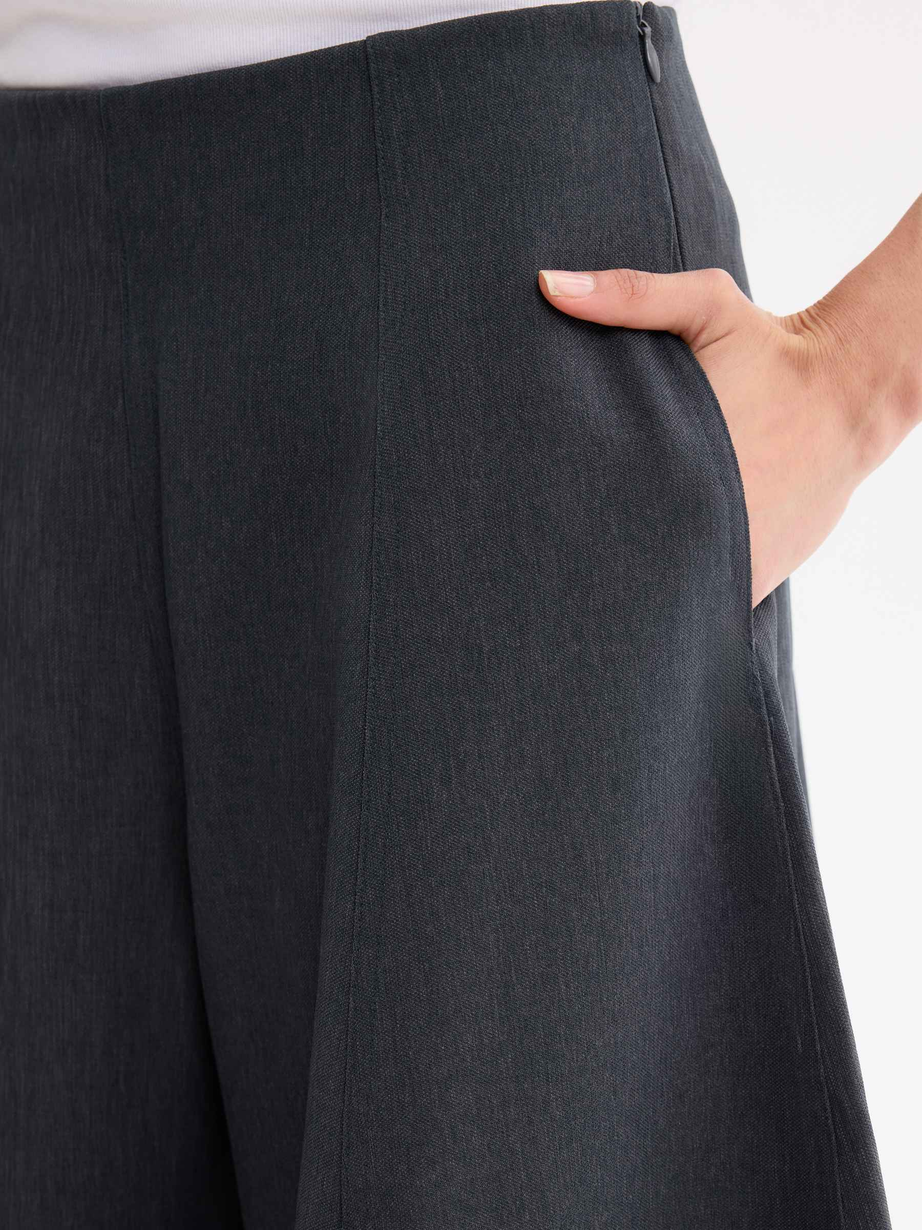 Casual wide-leg pants medium grey front view