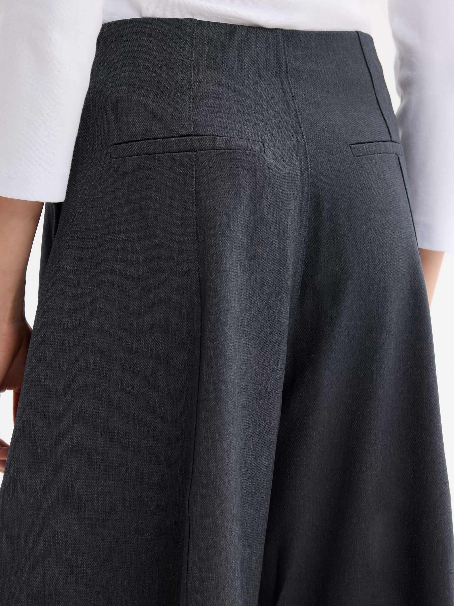Casual wide-leg pants medium grey front view