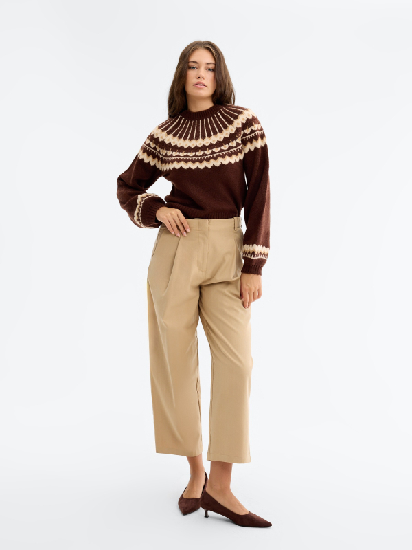 Jersey punto diseño Fair Isle chocolate vista general frontal