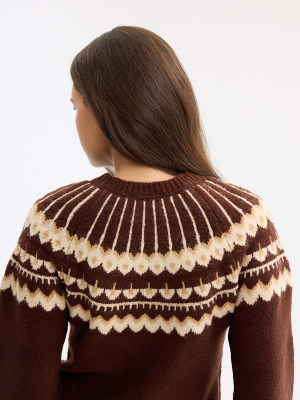 Jersey punto diseño Fair Isle chocolate vista detalle