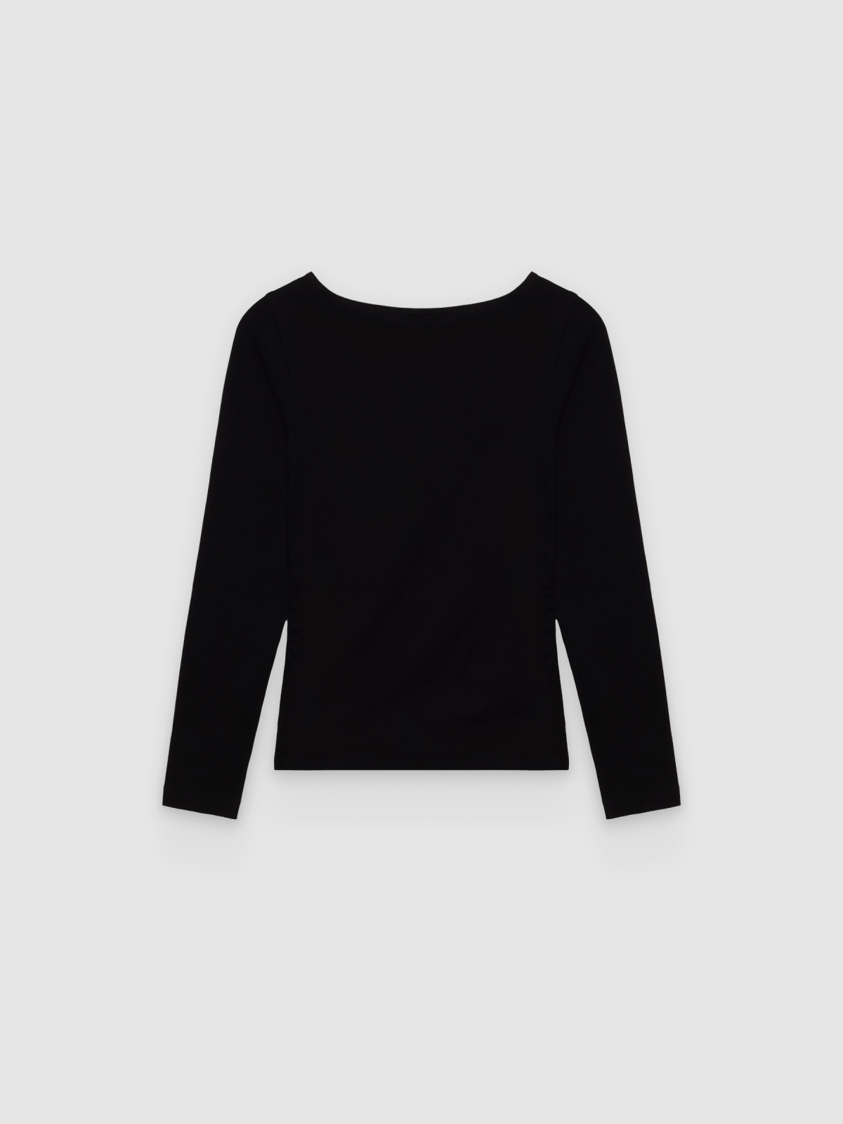 %Pto% Camiseta manga larga frunce negro vista frontal