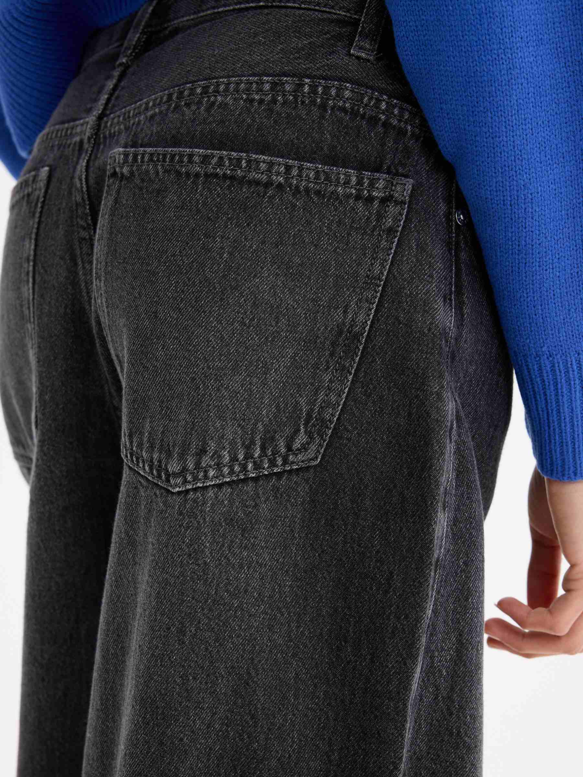 Jeans extra wide leg high waist black detail view