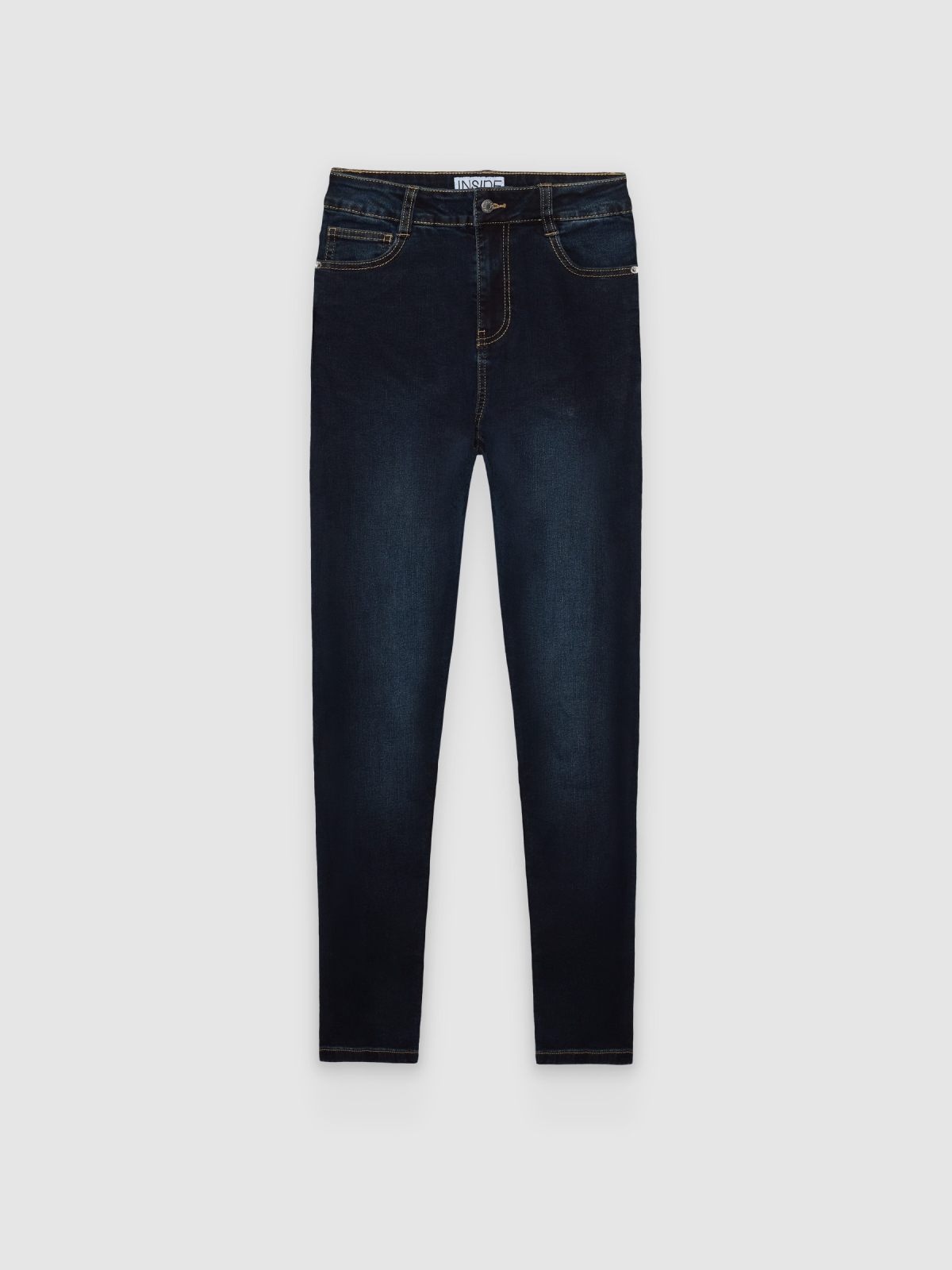 %Pto% Jeans slim tiro alto azul oscuro vista frontal