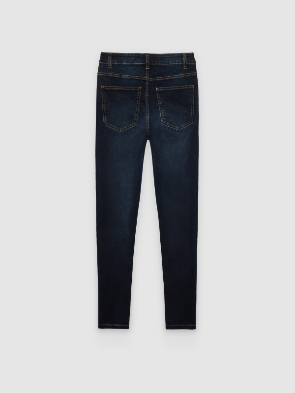 Jeans slim tiro alto azul oscuro vista trasera