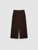 %Pto% Pantalón pinzas wide leg tiro alto chocolate vista frontal