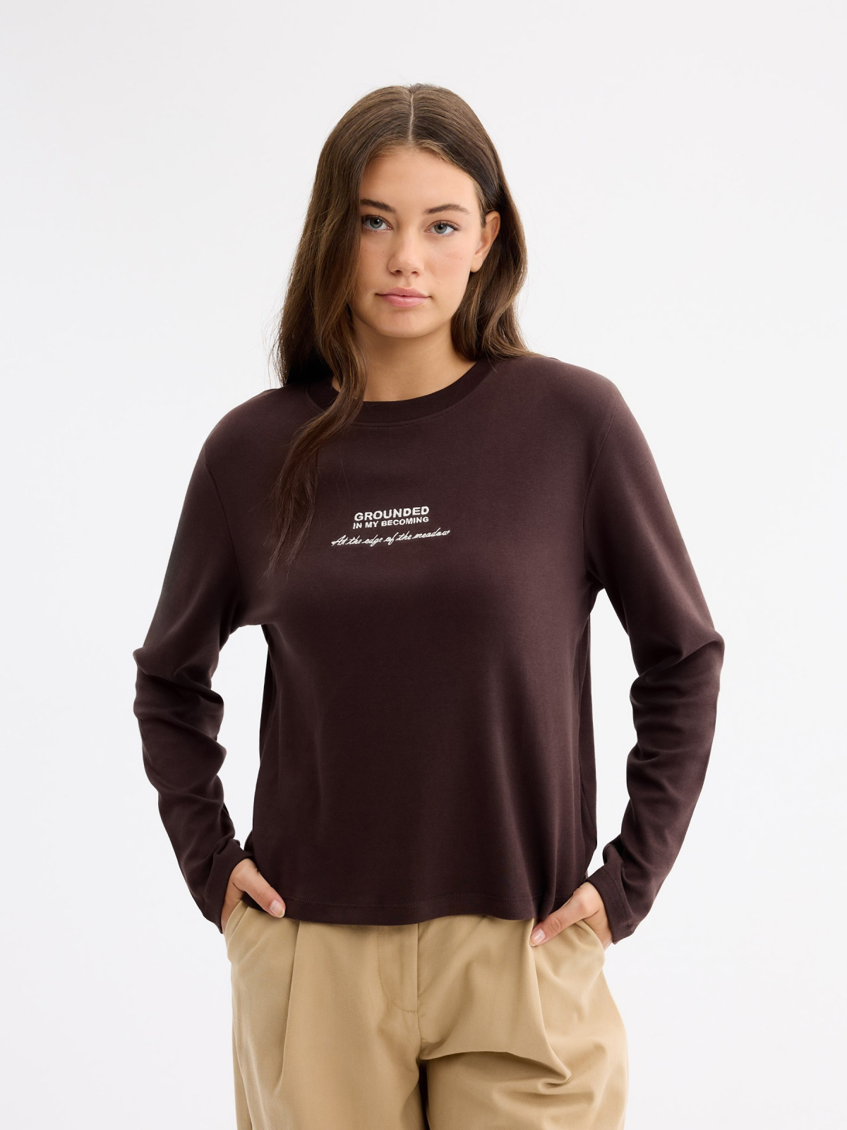 Long sleeve embroidered t-shirt