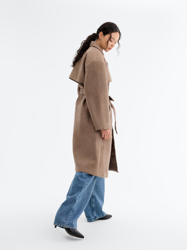 Midi trench belt dark brown detail view