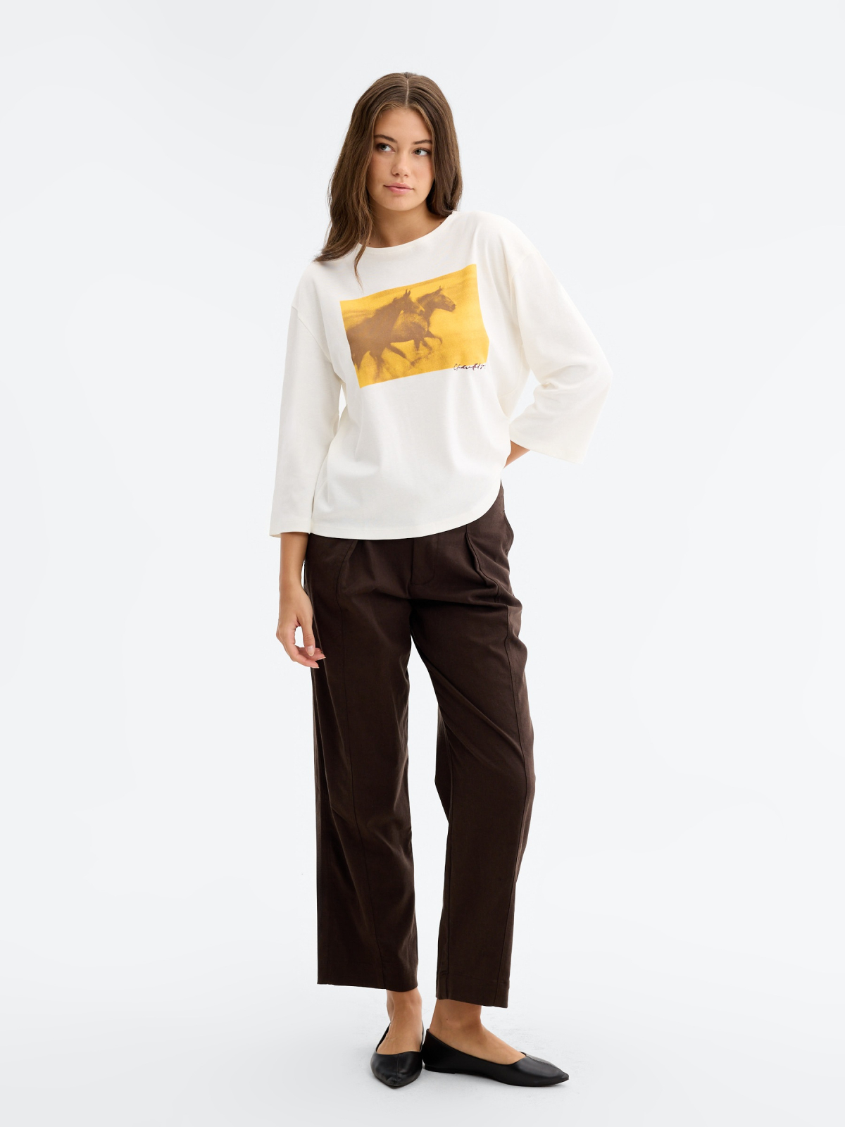 Oversized boat neck t-shirt off white front view