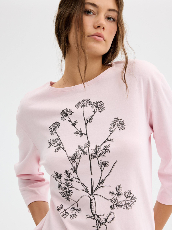 Boat Neck Printed T-Shirt light pink detail view