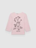 %Pto% Camiseta cuello barco estampada rosa claro vista frontal