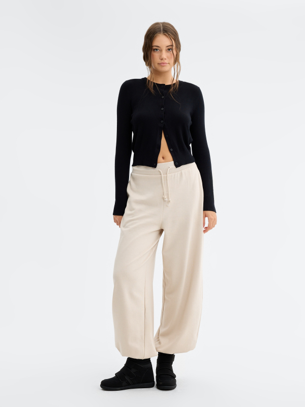 Barrel stoppers fleece pants raw front view