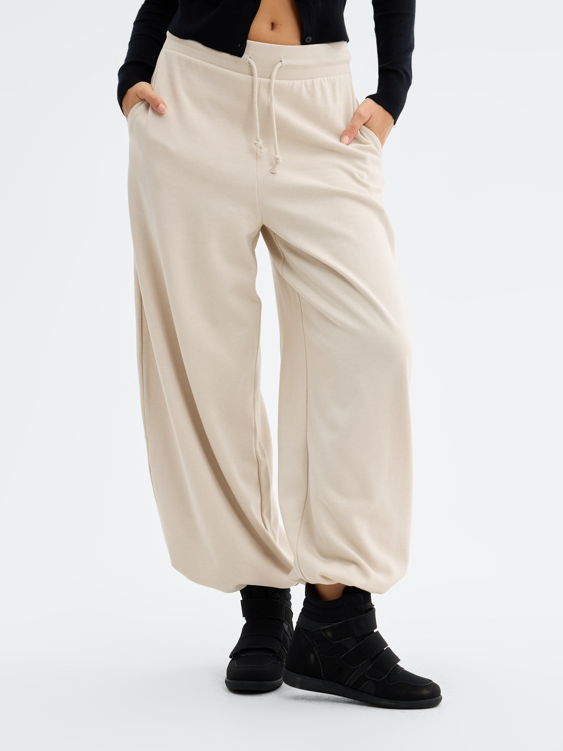 Barrel stoppers fleece pants raw front view