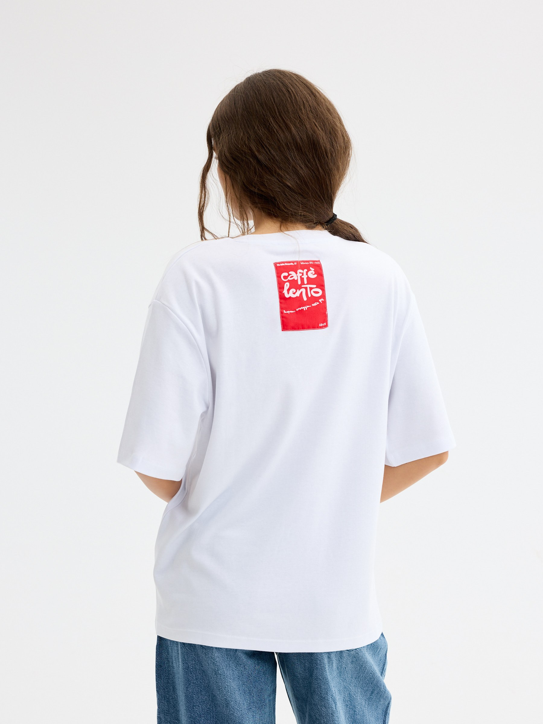 Camiseta oversize caffe lento blanco vista media frontal
