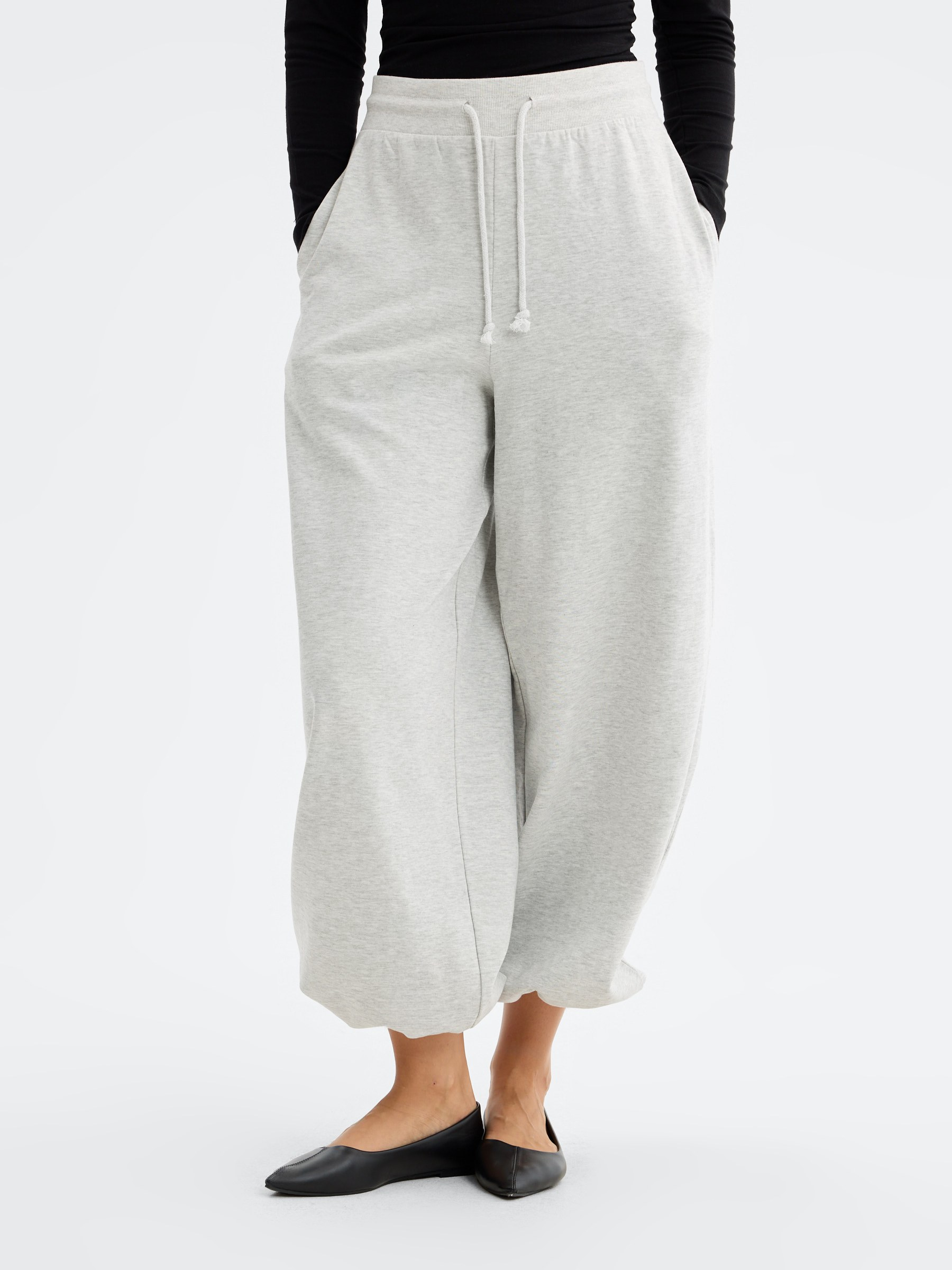 Barrel stoppers fleece pants light melange front view