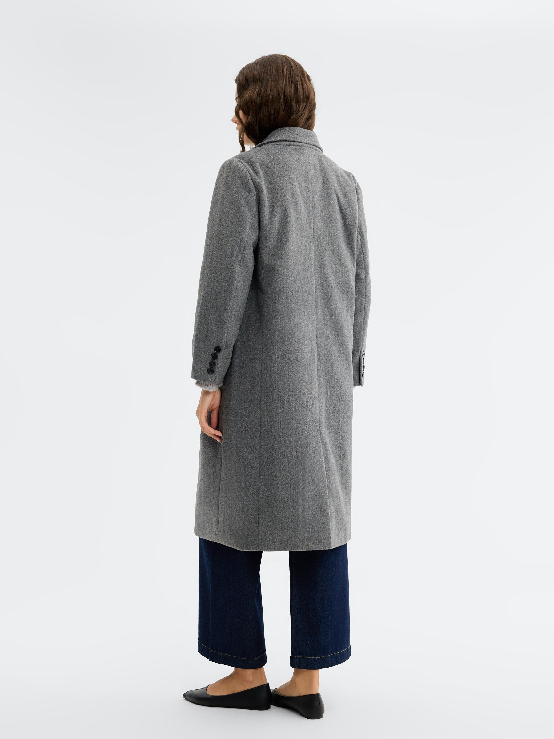 Long wool coat medium melange middle front view
