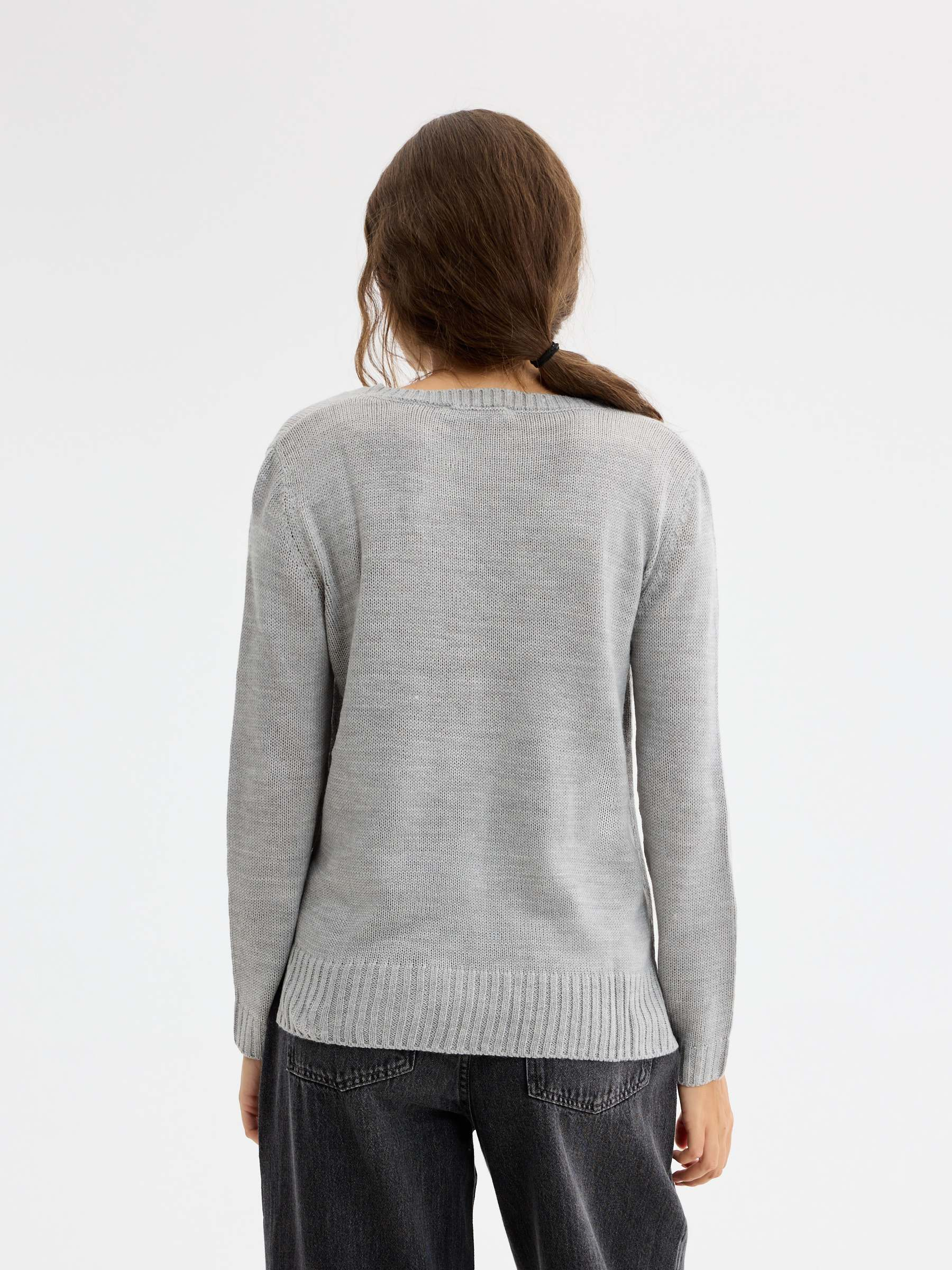 Regular fit V-neck jumper medium melange middle front view