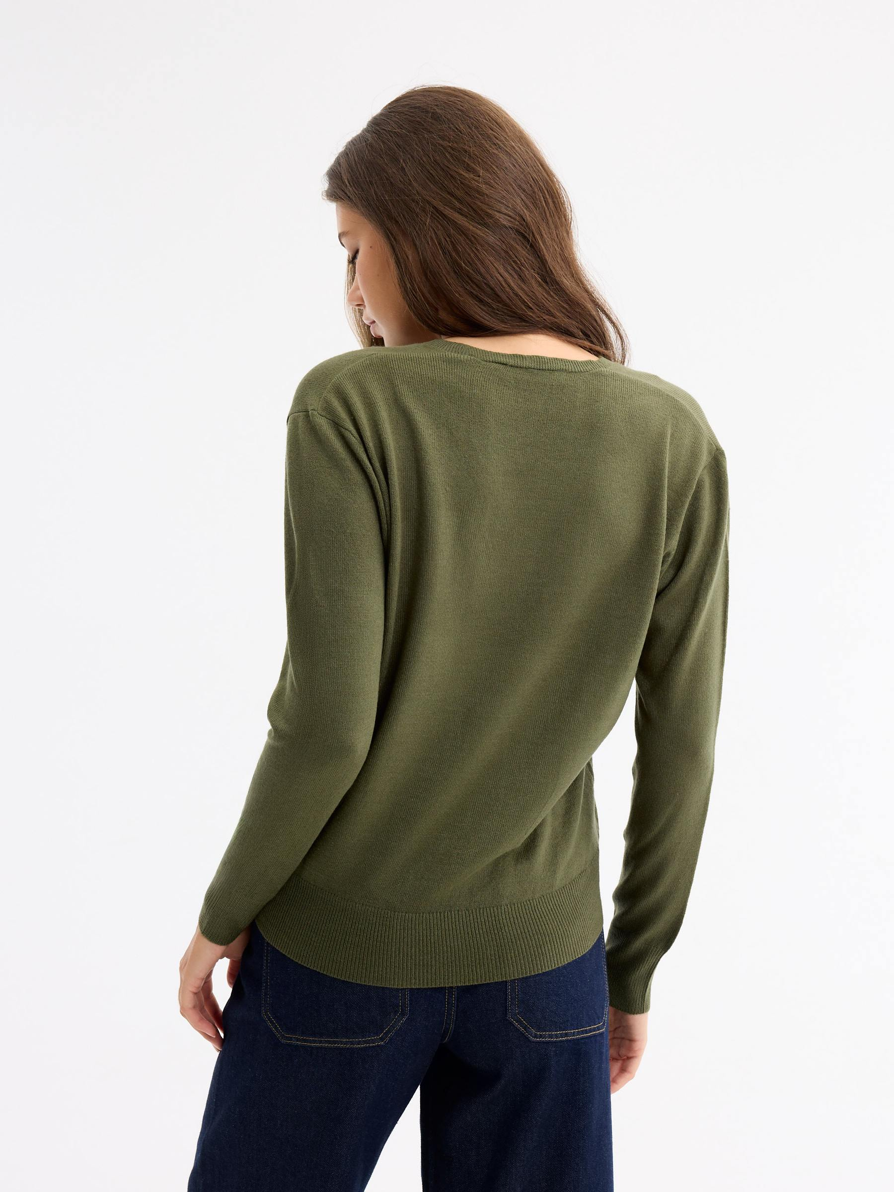 Basic oversize sweater khaki middle front view