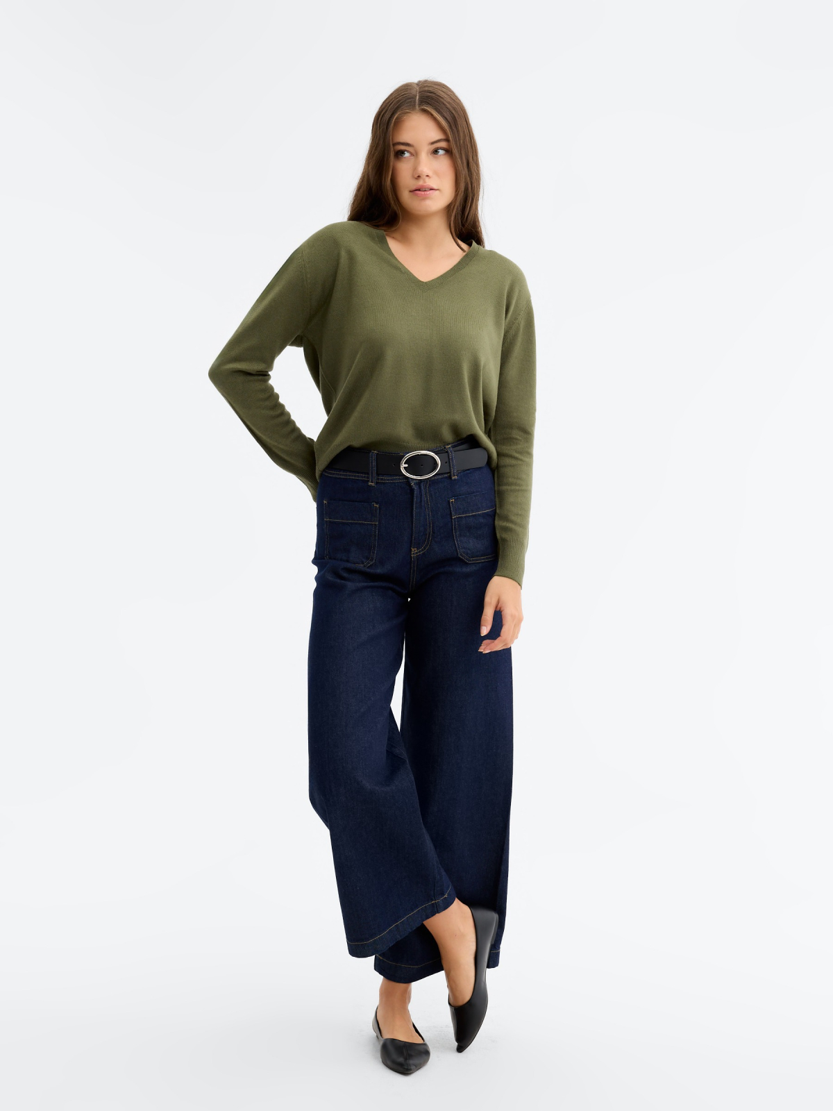 Jersey básico oversize kaki vista detalle