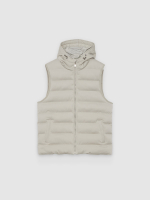 %Pto% Chaleco acolchado nylon slim cremallera crudo vista frontal
