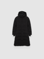 %Pto% Long down jacket with hood black front view