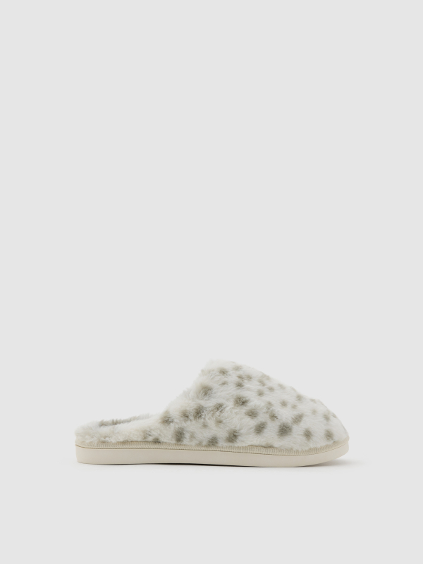 Sapatilhas destalonadas animal print cinza vista geral frontal