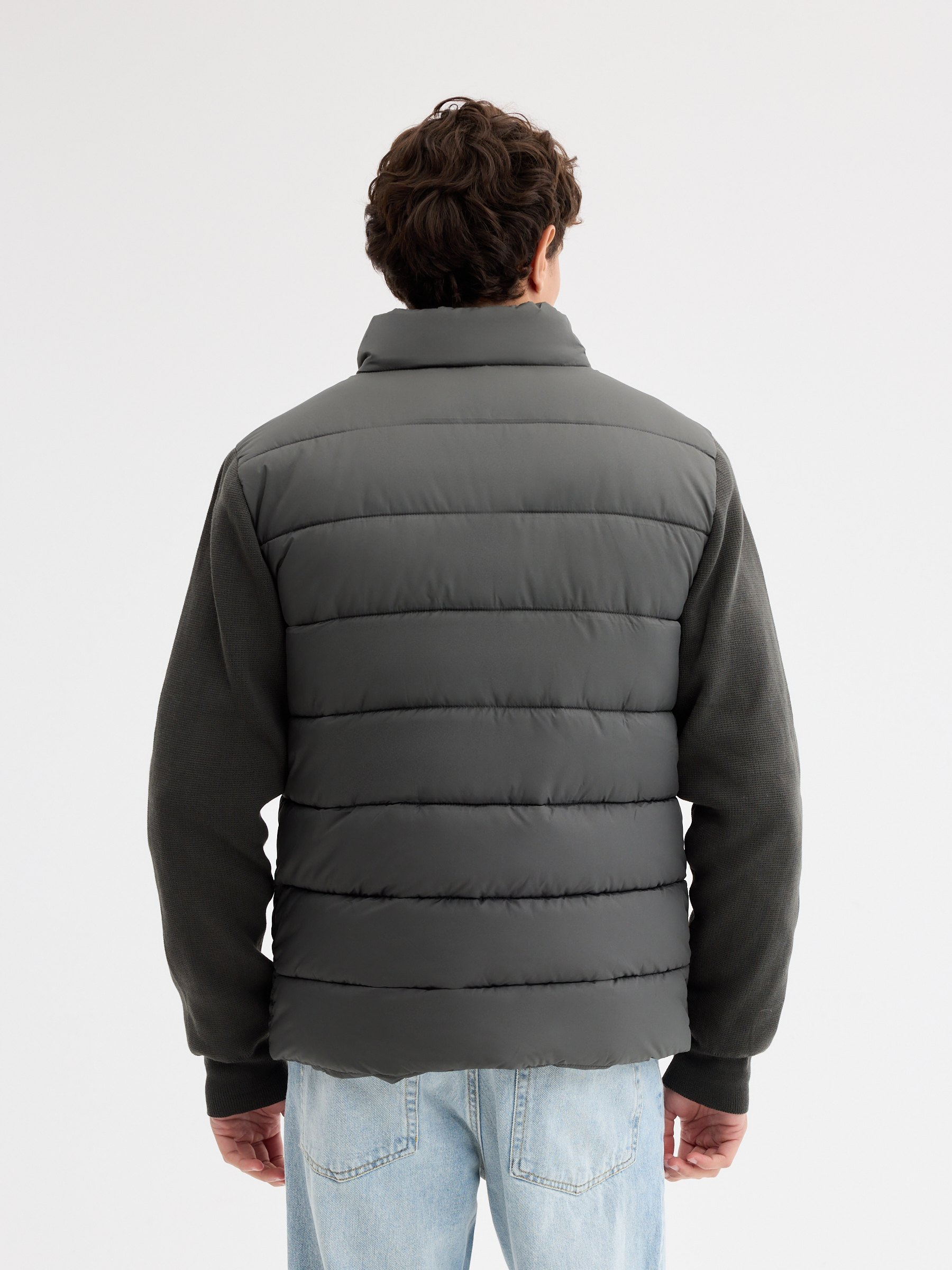 Combined nylon jacket khaki middle front view
