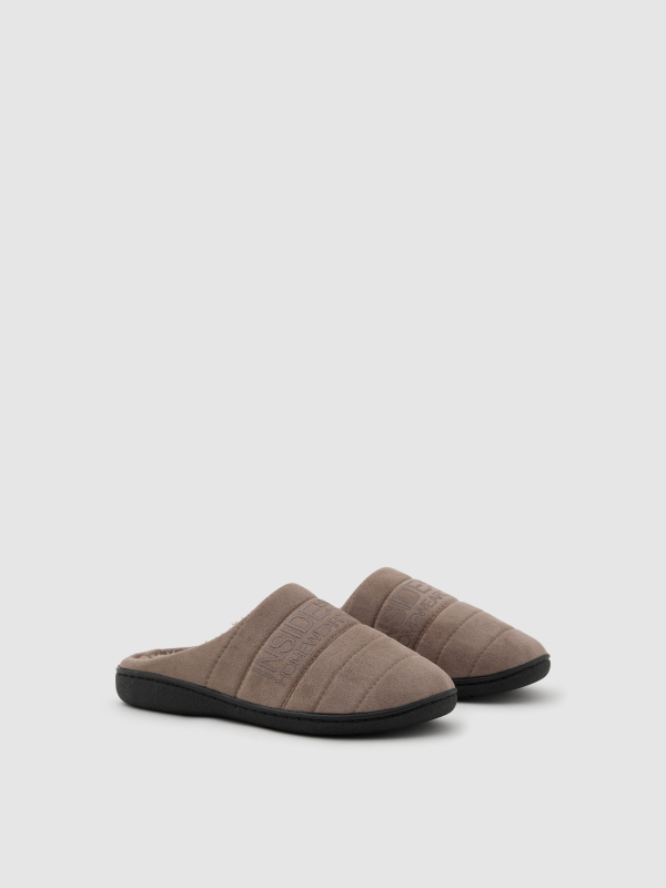 Zapatilla destalonada pelo taupe vista media frontal