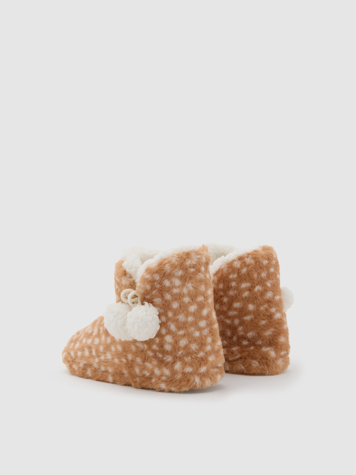 Animal print fur ankle sneakers brown middle back view