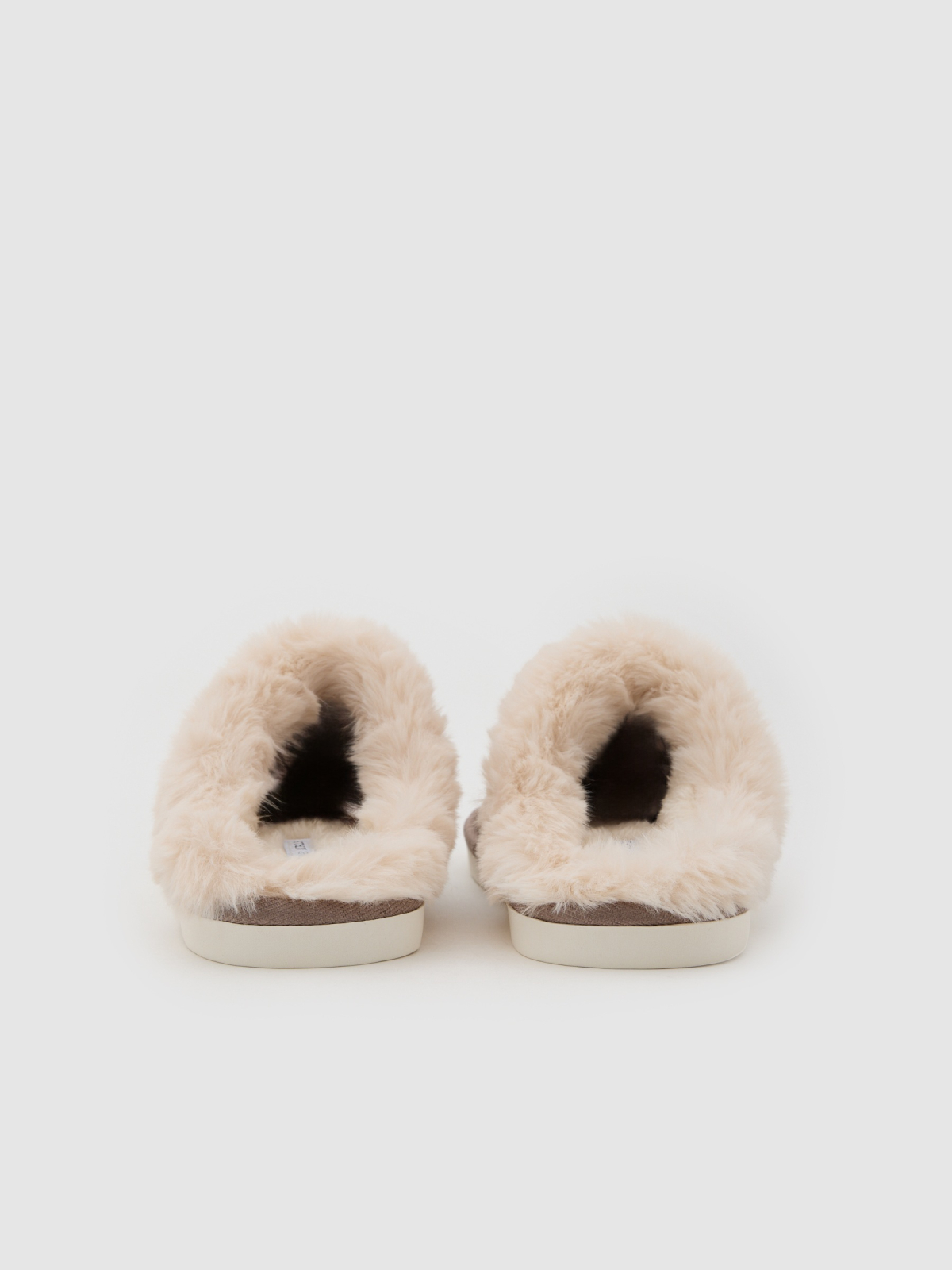 Backless slippers with fur brown detail view