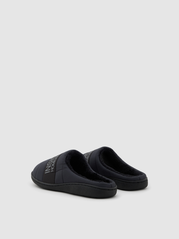 Backless slipper with fur lining black middle back view
