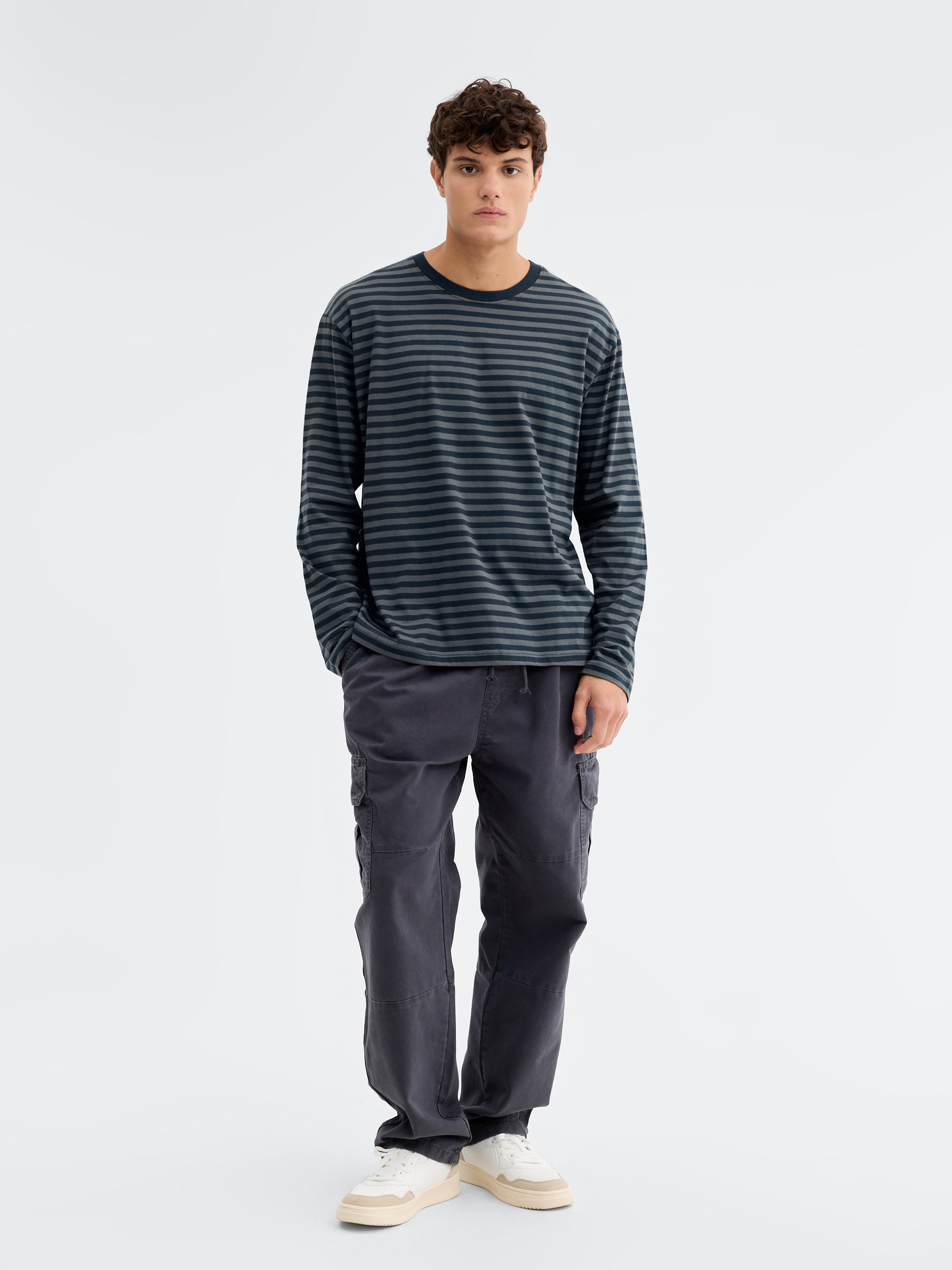 T-shirt de manga comprida às riscas
