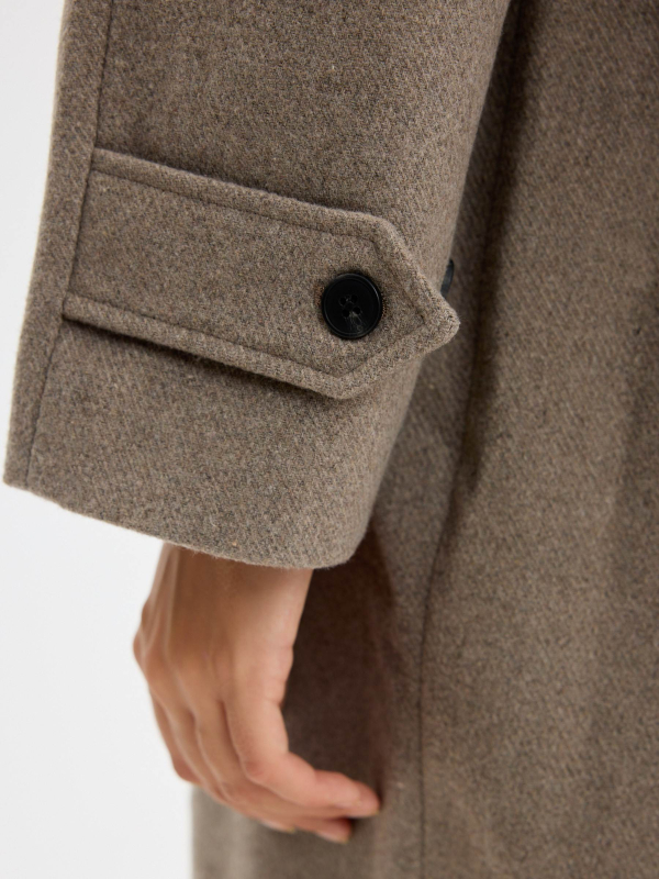 Dropped shoulder coat taupe detail view