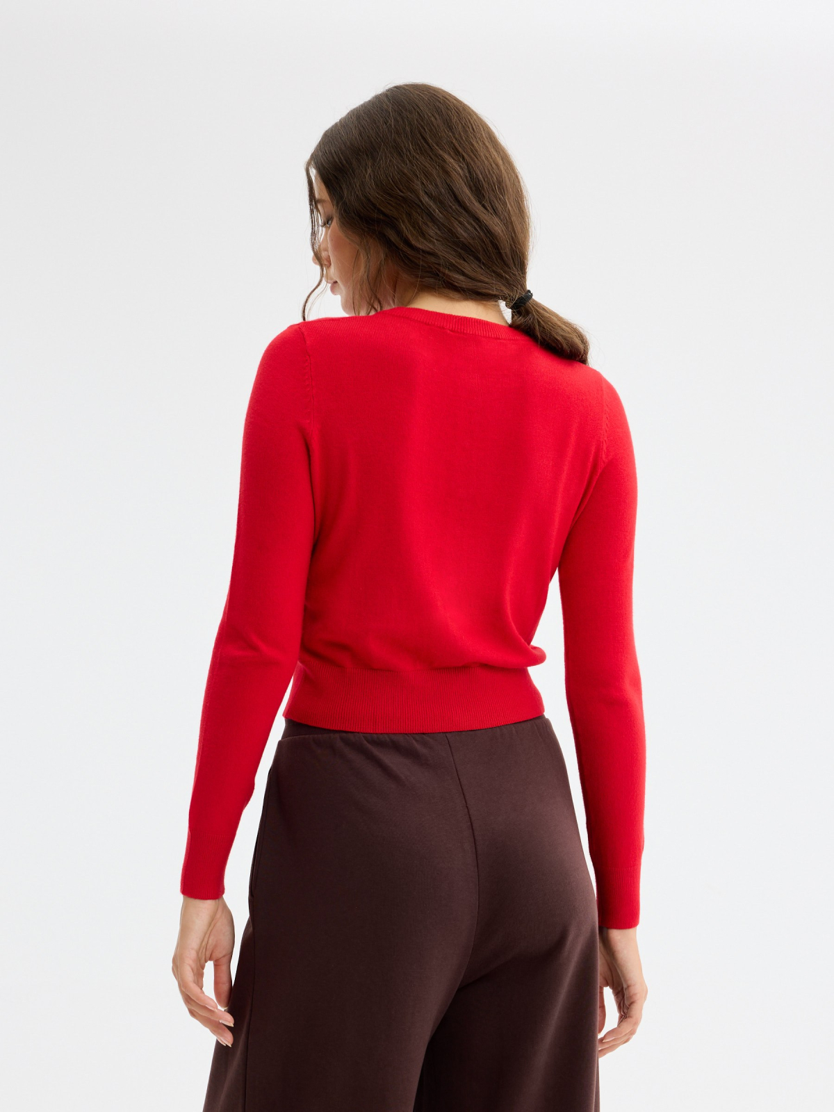 Knit cardigan jacket carmine middle back view