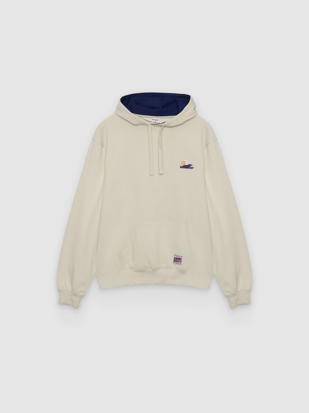 %Pto% Sweatshirt com capuz bordado crua vista frontal
