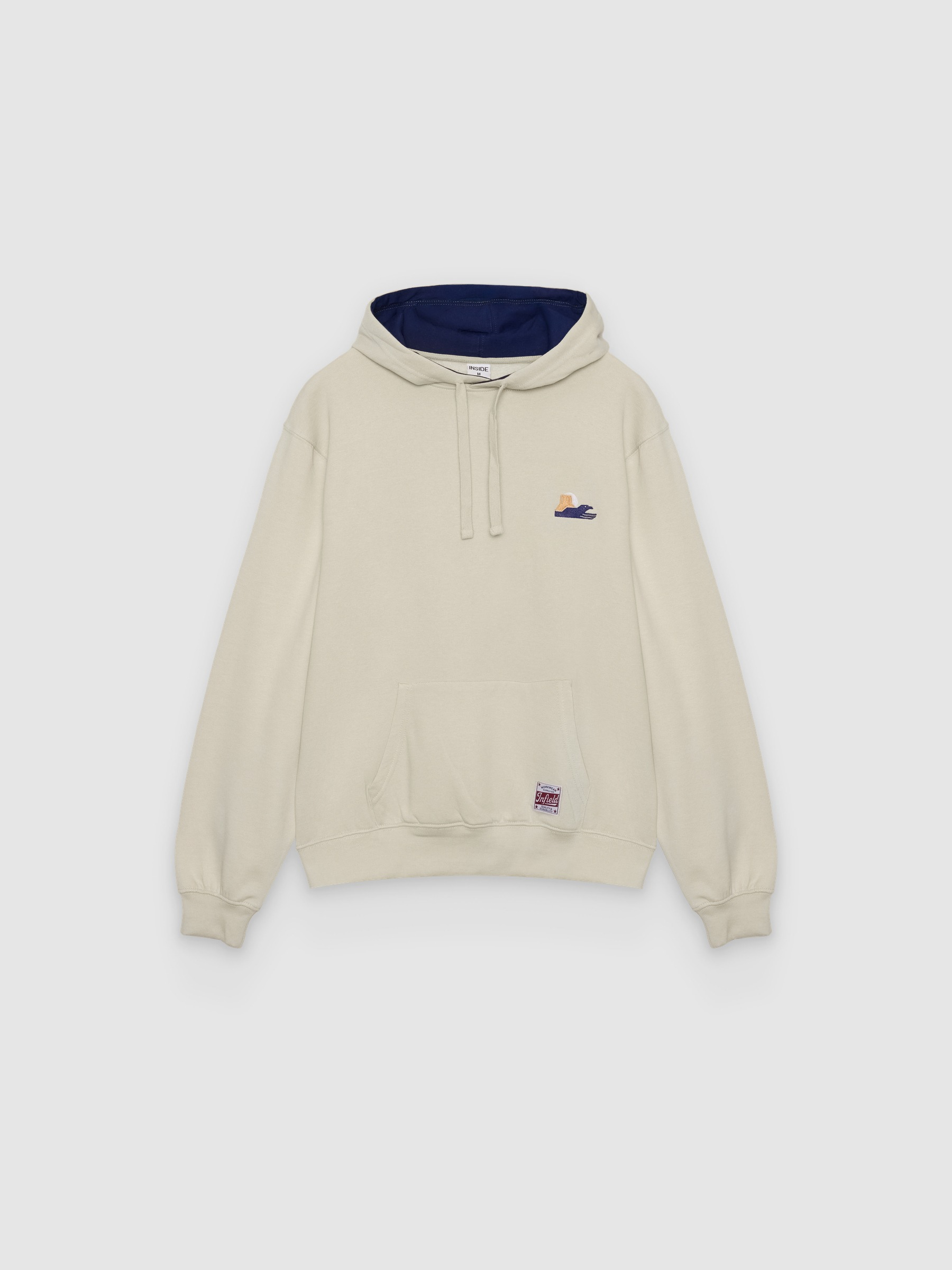 Embroidered hooded sweatshirt raw middle front view