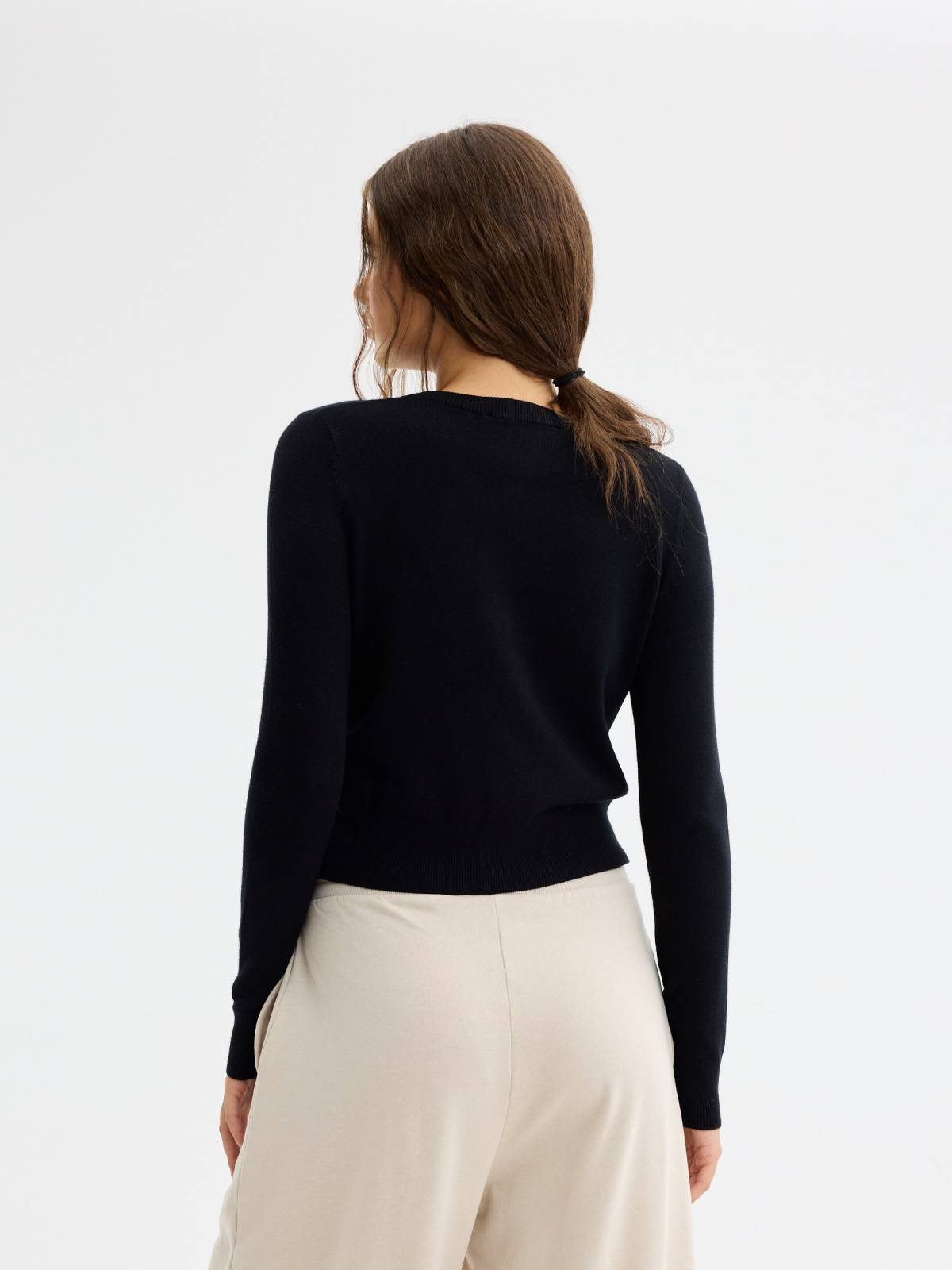 Knit cardigan jacket black middle back view