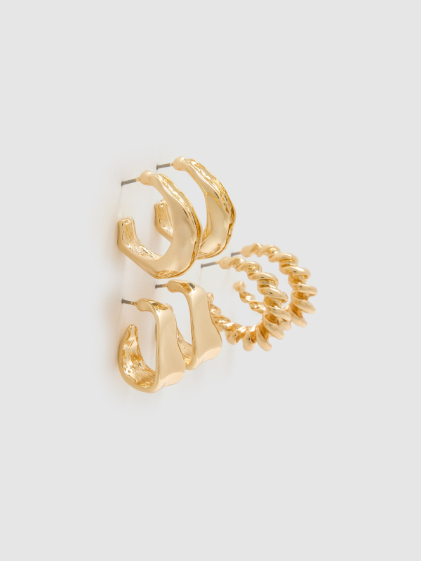 Set of 3 gold earrings golden