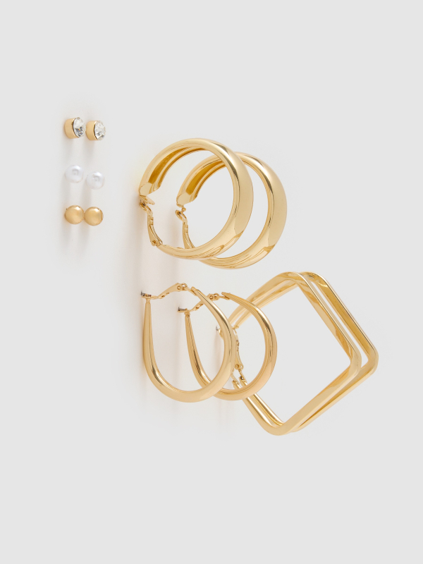 Set 6 brincos argolas douradas dourado/prata