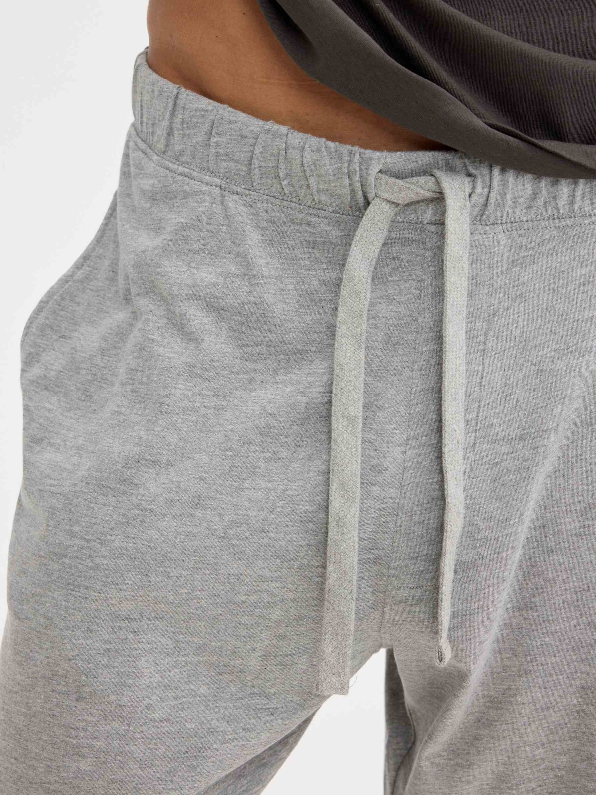Pijama manga comprida algodão melange escuro vista detalhe
