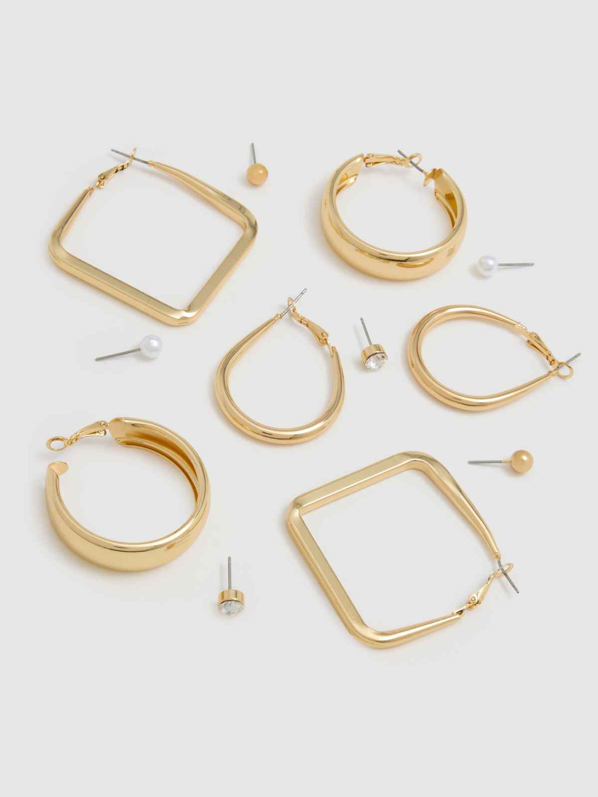 Set of 6 gold hoop earrings golden/silver detail view