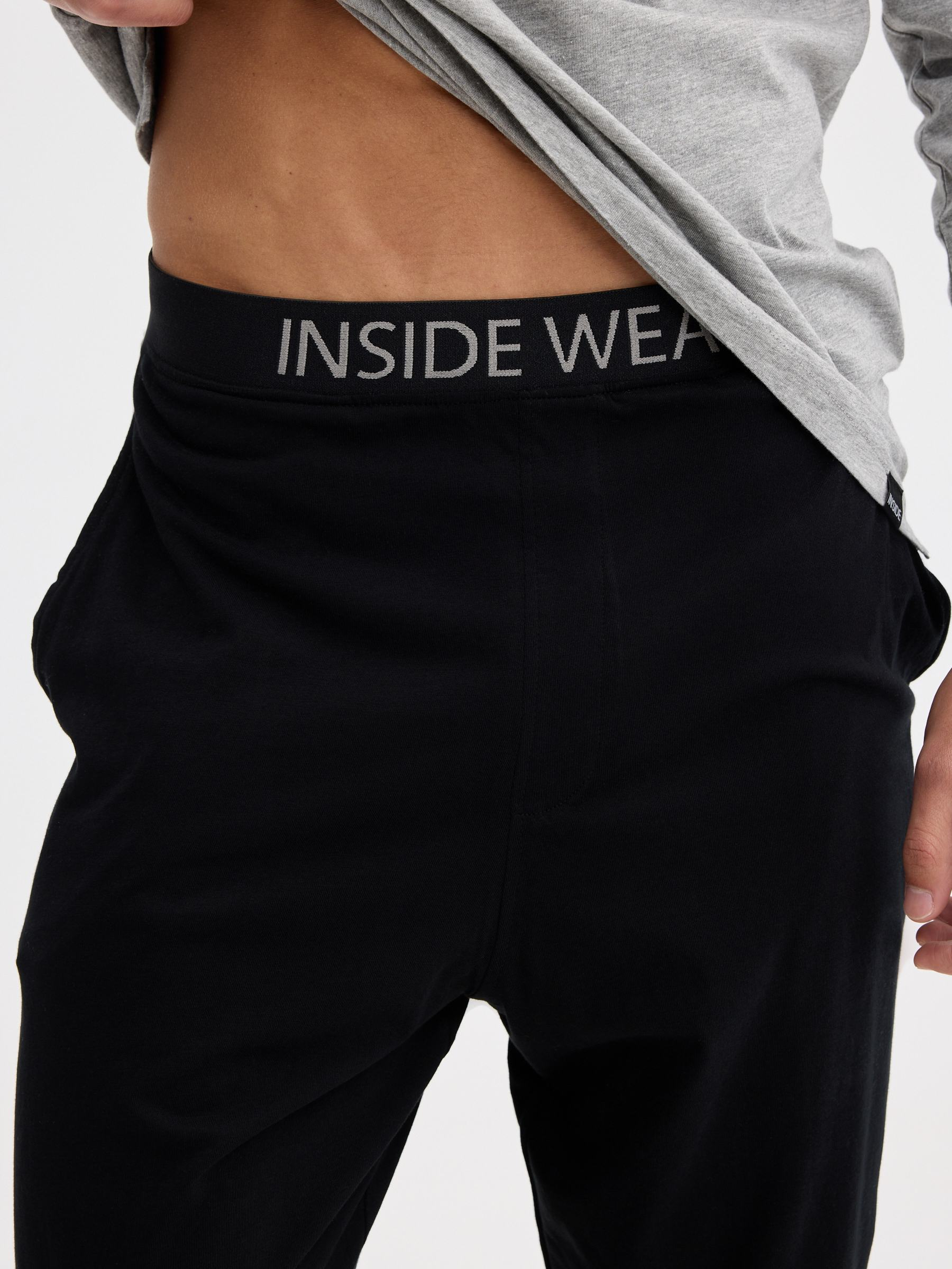Long sleeve inside wear pajamas medium melange front view