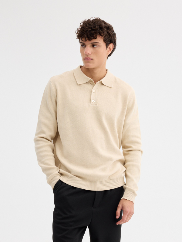 Plain polo neck sweater raw detail view