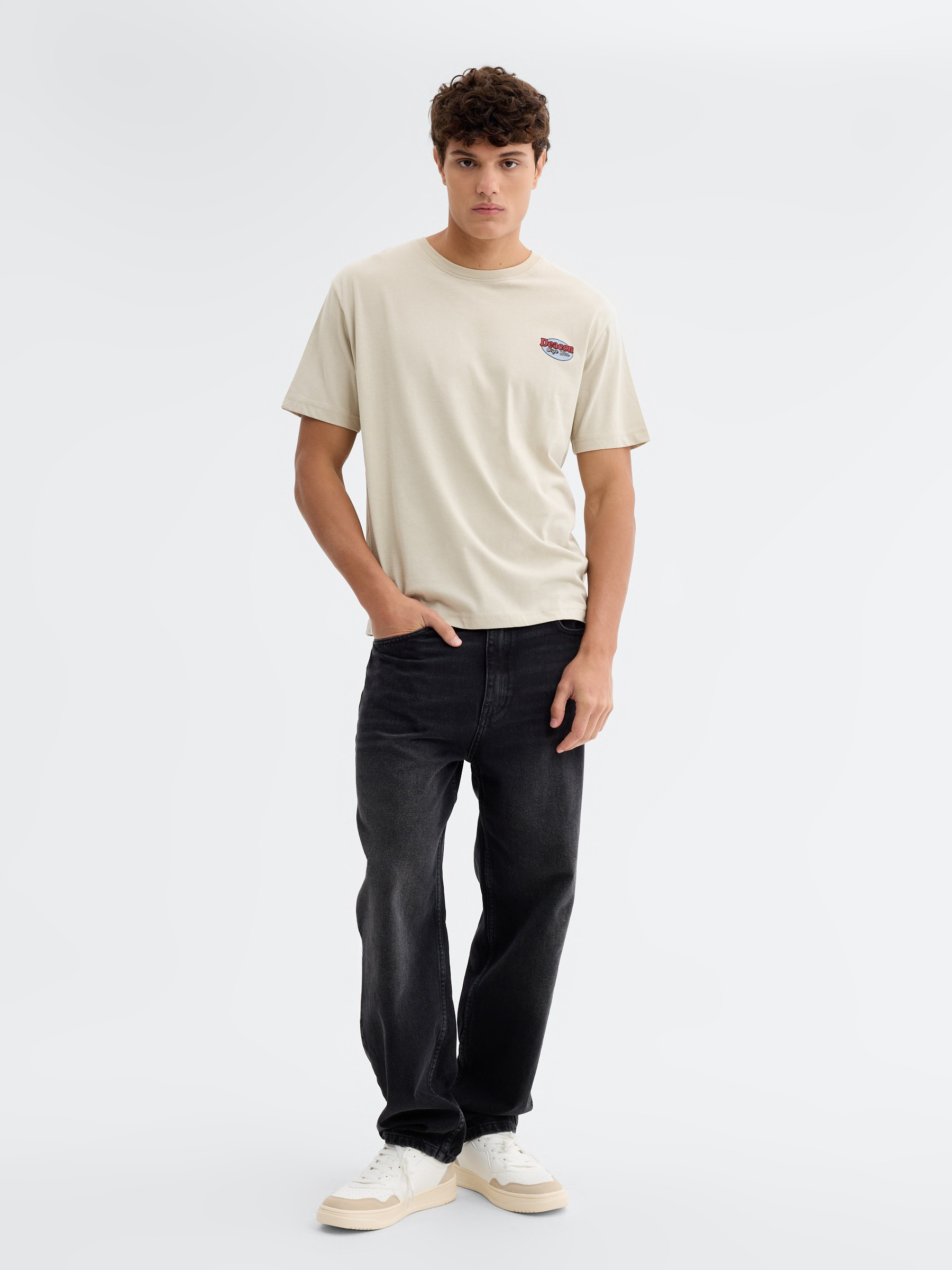 Oversize coffee T-shirt raw middle front view