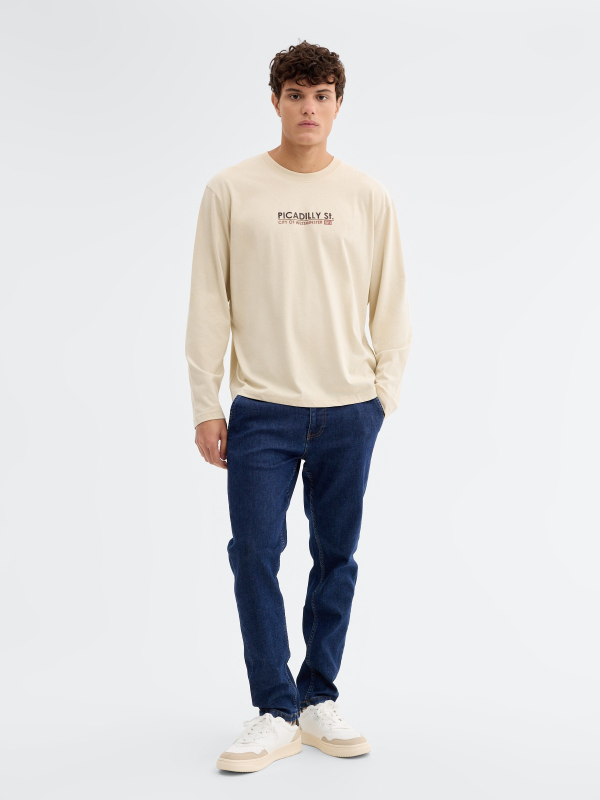 T-shirt com estampado Picadilly crua vista geral frontal
