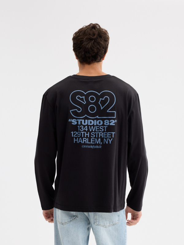 Camiseta manga larga s82 negro vista media trasera