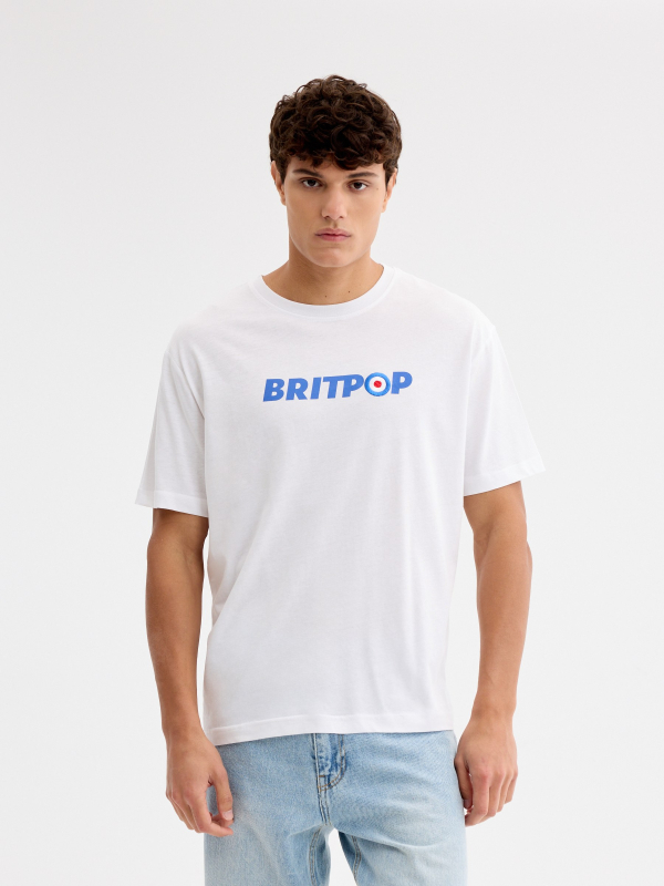 Oversize britpop t-shirt white middle front view