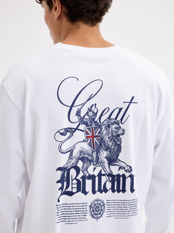 T-shirt com estampado britain branco vista detalhe
