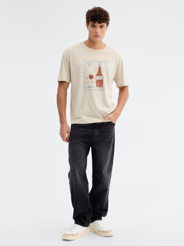 Camiseta oversized wine crudo vista general frontal
