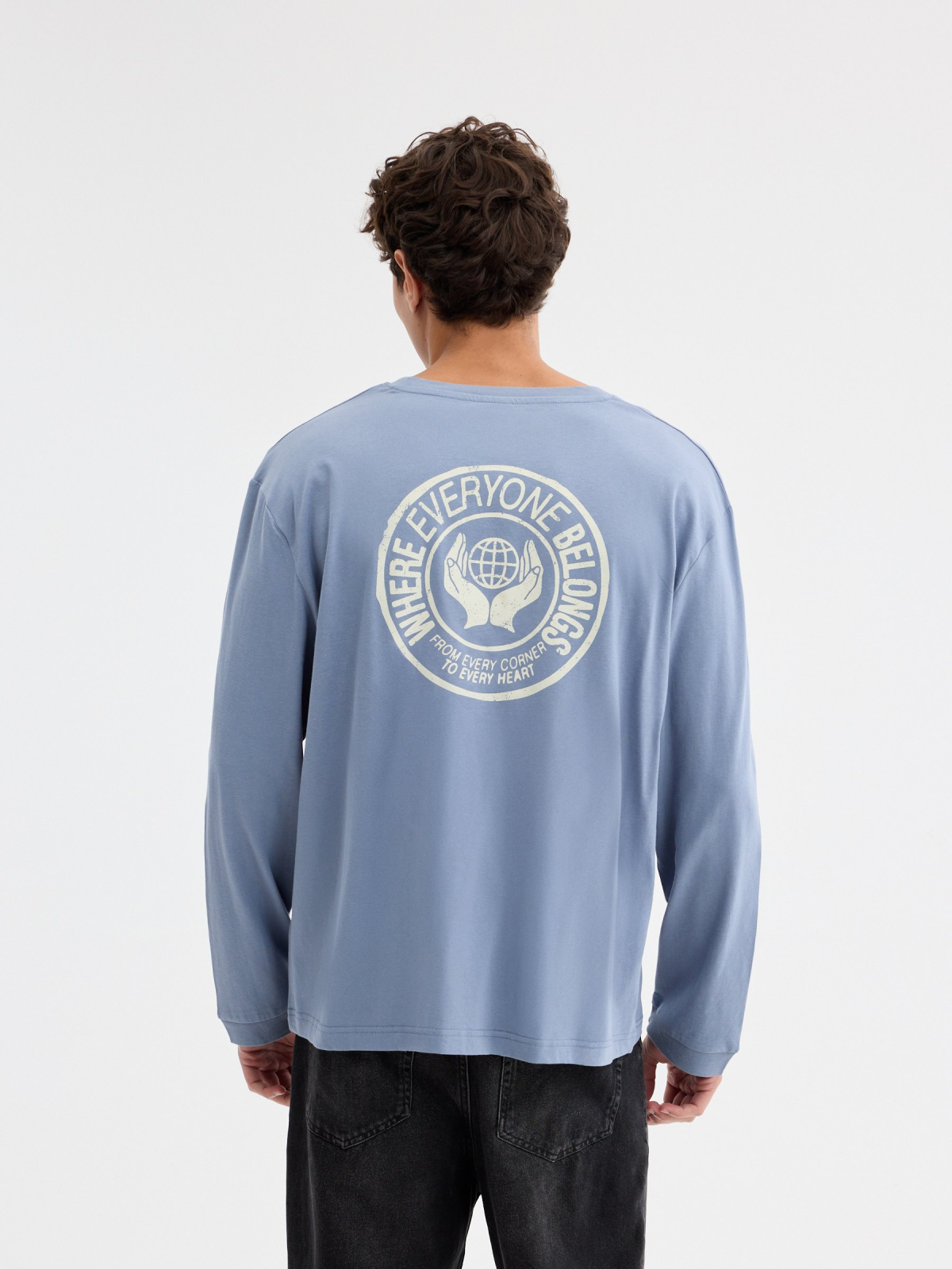 Camisola manga comprida mundo azul vista meia traseira