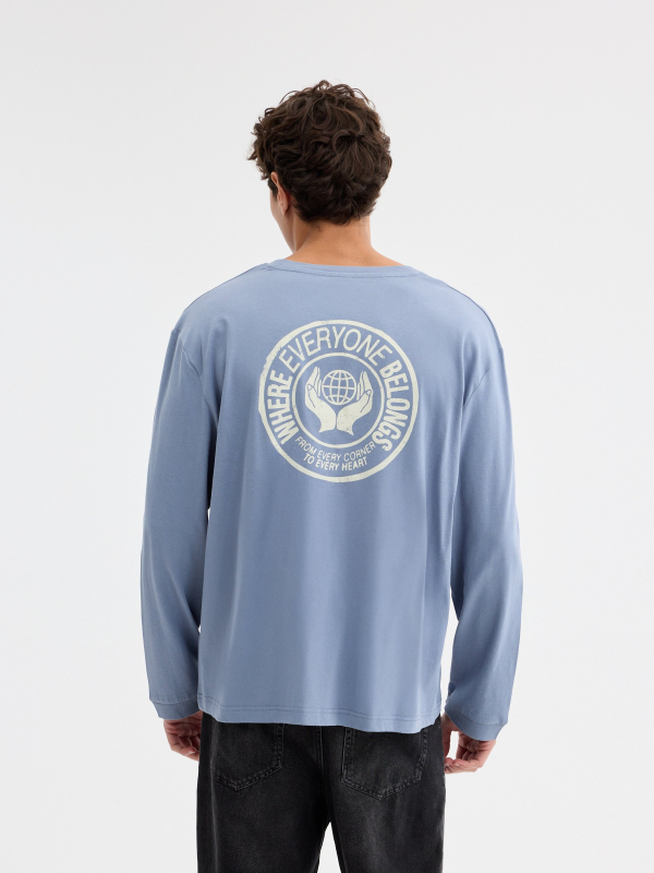 Camisola manga comprida mundo azul vista meia traseira
